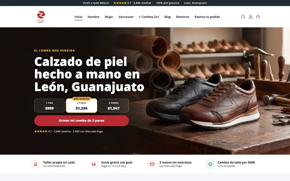 Calzado Zully: captura real de calzadozully.com