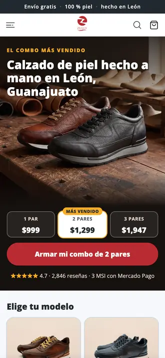 Calzado Zully: captura real de calzadozully.com en celular