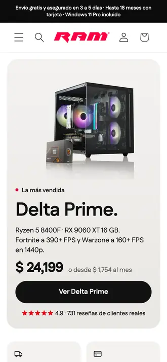 Random Access: captura real de randomaccess.mx en celular