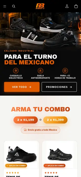 Riber's: captura real de ribers.mx en celular