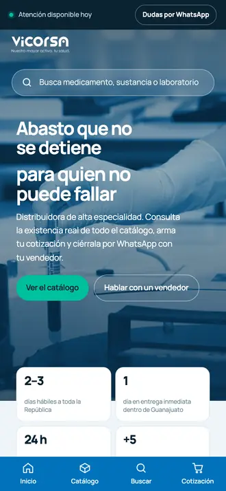 Vicorsa: captura real de vicorsa.mx en celular