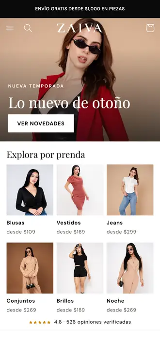 ZAIVA: captura real de zaiva.mx en celular